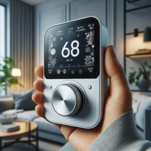 Photograph illustrating the process of installing a programmable thermostat, showcasing hands-on home improvement with the title 'Install a Programmable Thermostat.