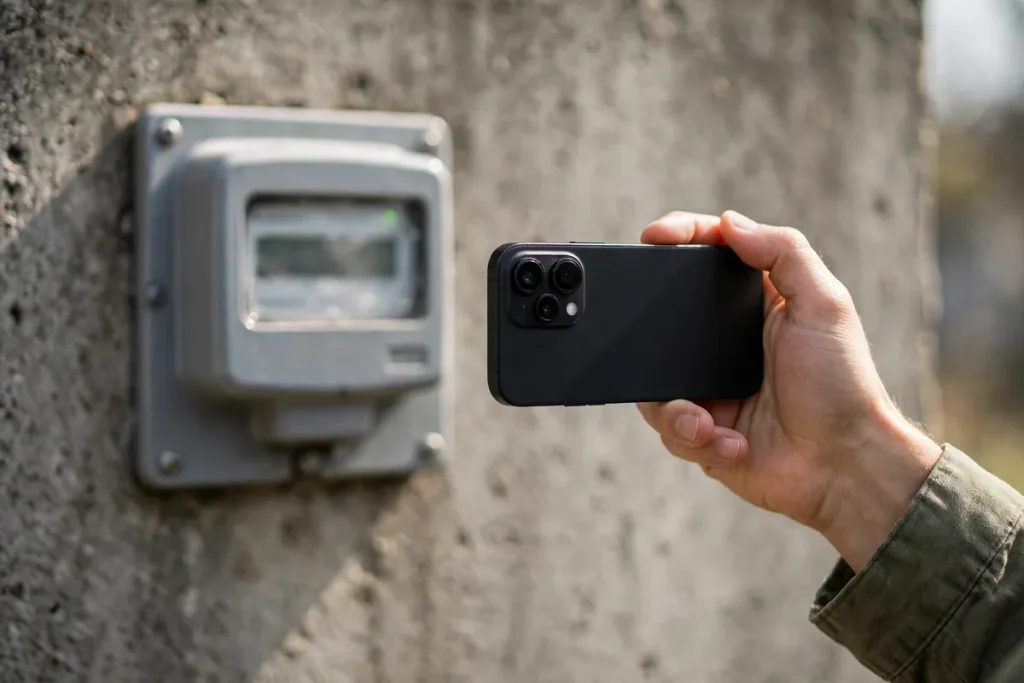 Taking a smartphone photo of an electricity meter as proof for FESCO bill correction